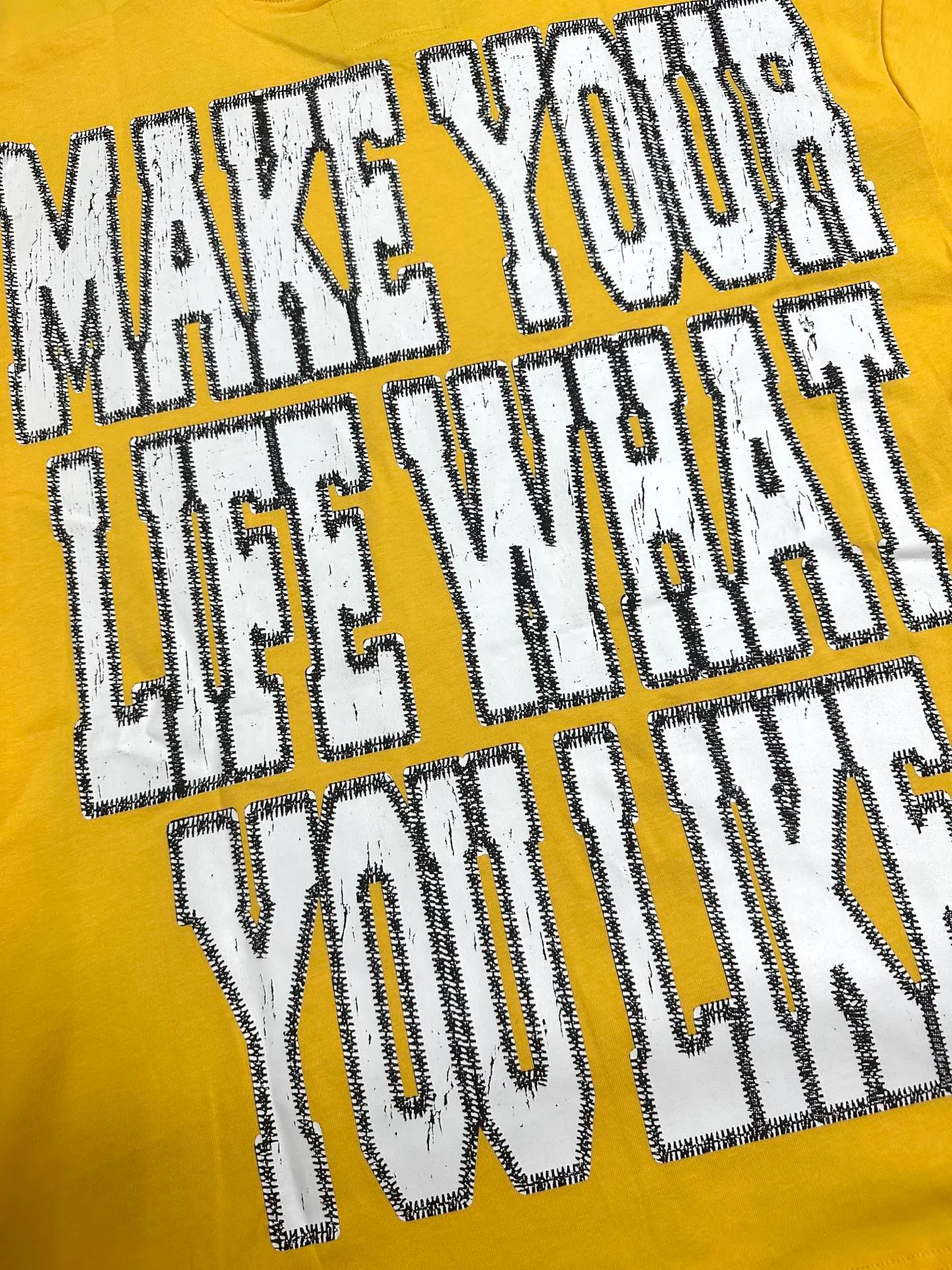 5132# Yellow I P106 Real stock (latest model) Godspeed cross-border American rock and roll street washed retro style short-sleeved T (craft printing) Fabric (fabric): 32 counts combed double yarn 240 grams weight Size (size): S-M-L-XL Color (colour): Yellow