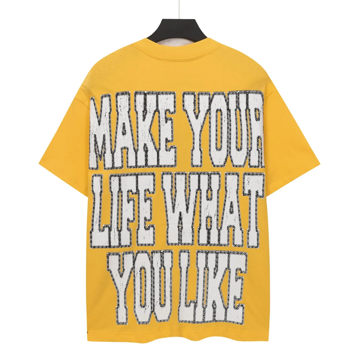 5132# Yellow I P106 Real stock (latest model) Godspeed cross-border American rock and roll street washed retro style short-sleeved T (craft printing) Fabric (fabric): 32 counts combed double yarn 240 grams weight Size (size): S-M-L-XL Color (colour): Yellow