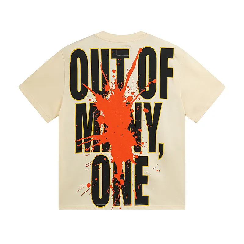 3071# P110 Real shot Godspeed American fashion rock street retro loose printed cotton short sleeves Fabric: 240g 32 count fine cotton double yarn pure cotton Color: apricot Size: S M L XL