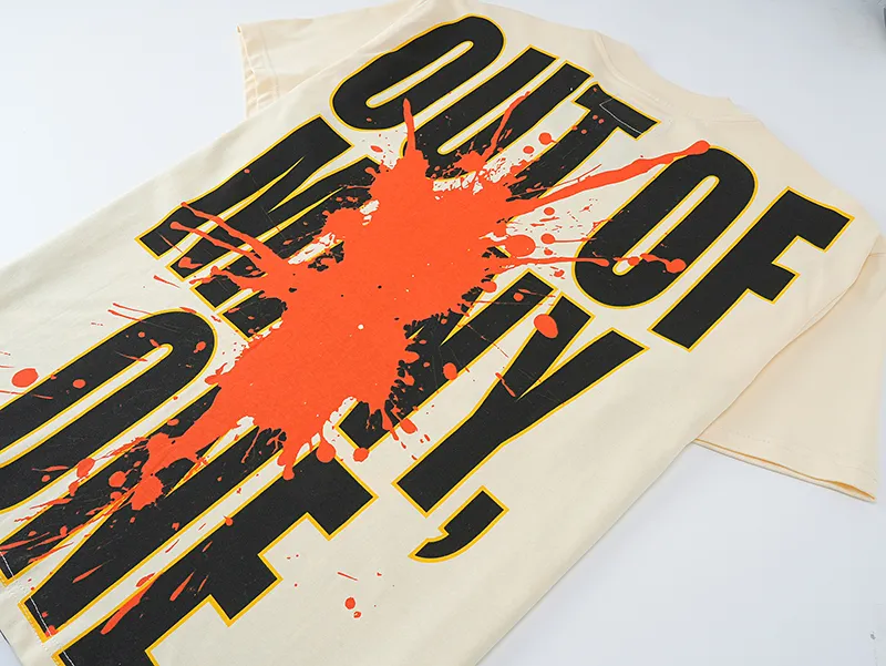 3071# P110 Real shot Godspeed American fashion rock street retro loose printed cotton short sleeves Fabric: 240g 32 count fine cotton double yarn pure cotton Color: apricot Size: S M L XL