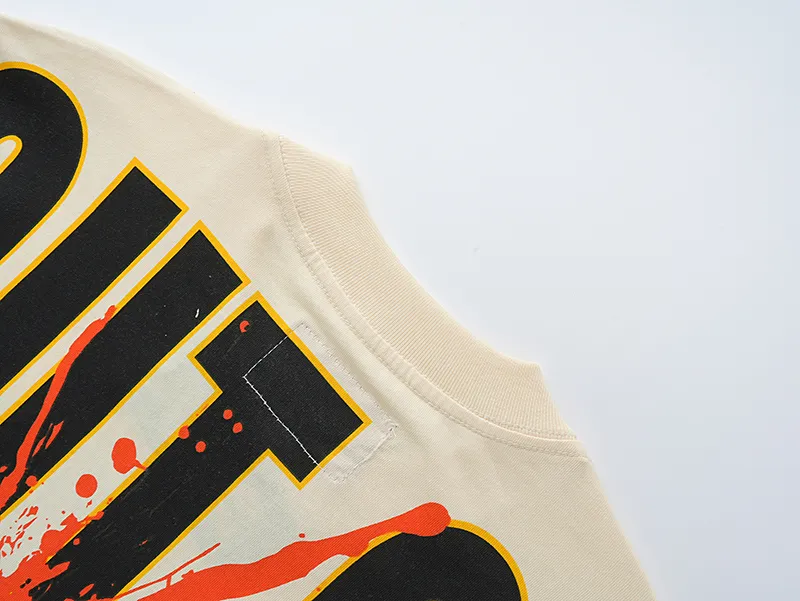 3071# P110 Real shot Godspeed American fashion rock street retro loose printed cotton short sleeves Fabric: 240g 32 count fine cotton double yarn pure cotton Color: apricot Size: S M L XL