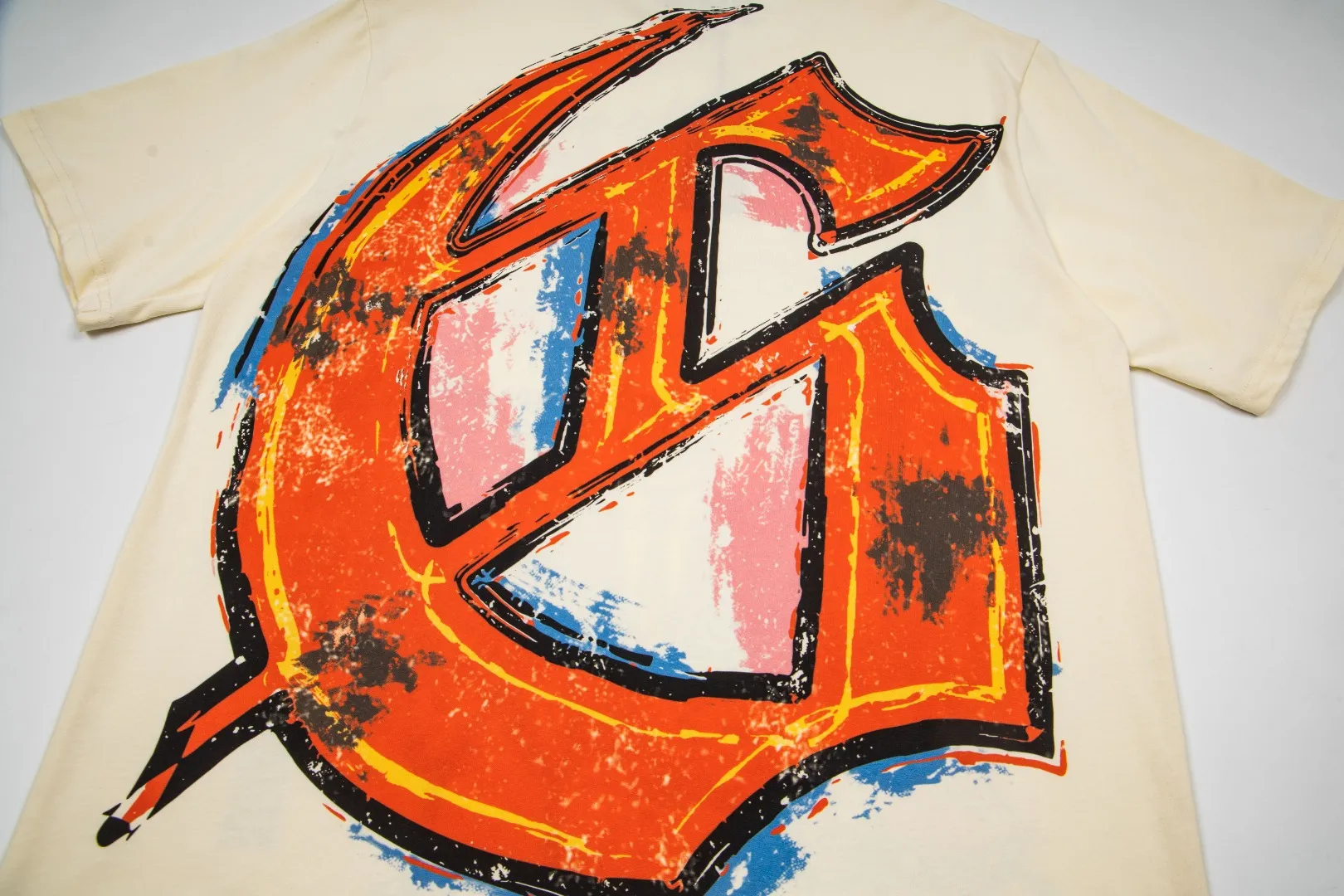 G73# ​​GodSpeed ​​white ink direct spray short sleeve S-XL size apricot P110