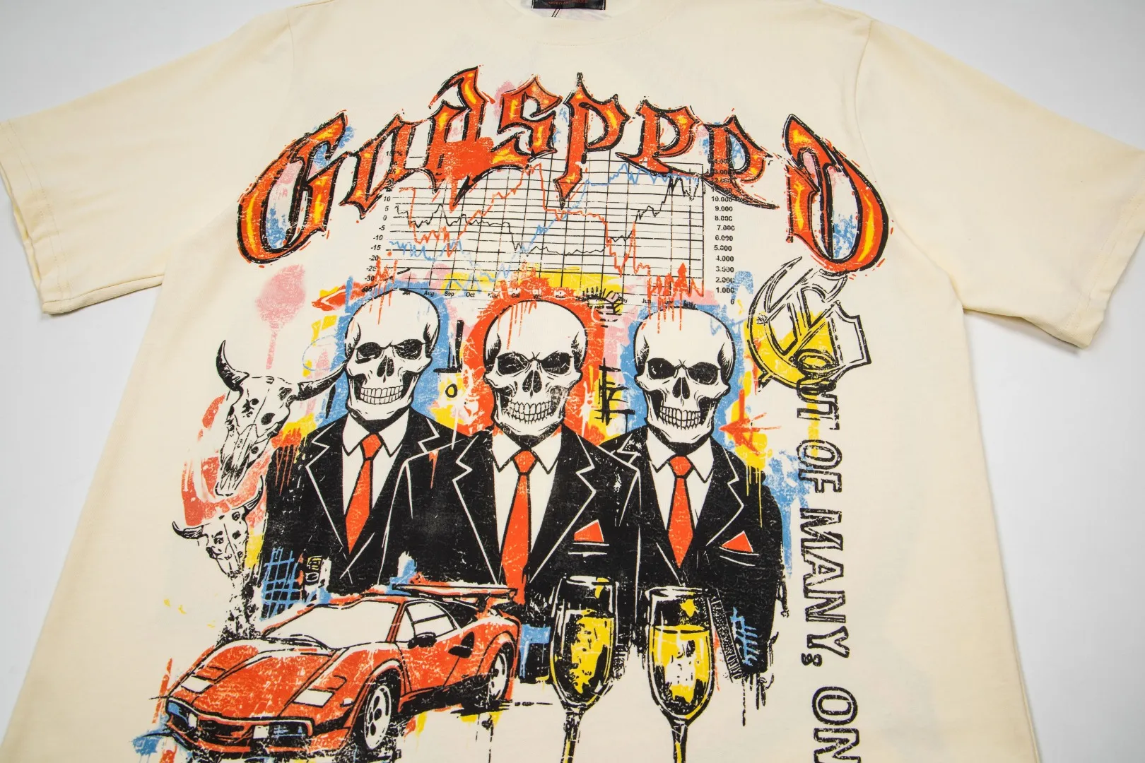 G73# ​​GodSpeed ​​white ink direct spray short sleeve S-XL size apricot P110