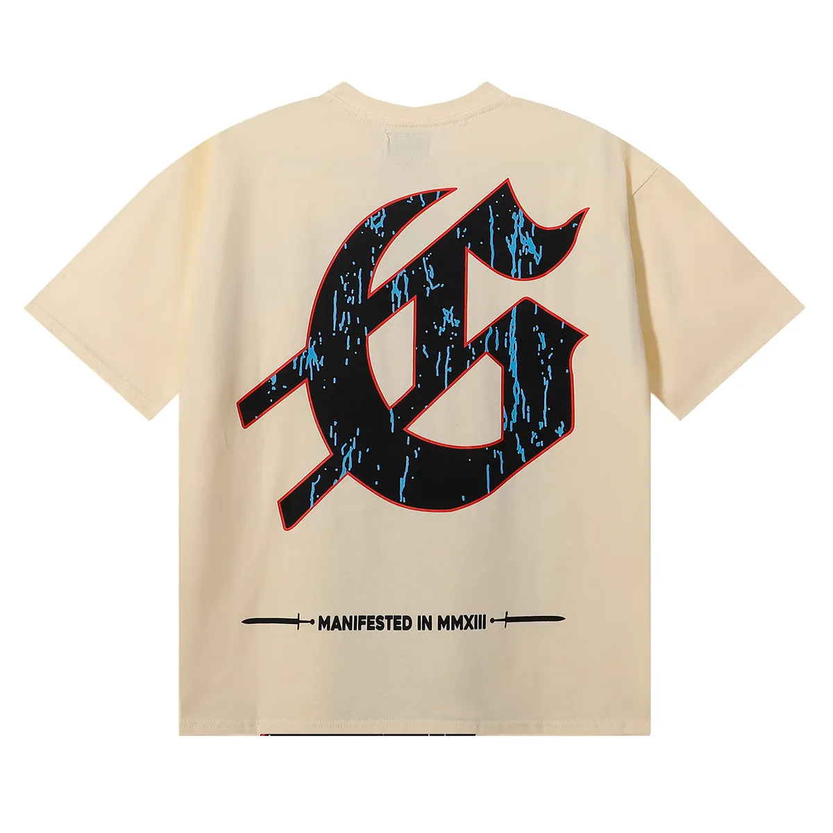 No. 7070, American fashion Godspeed skull gentleman rose print high weight double yarn pure cotton casual short-sleeved T-shirt batch 110 Color: black, apricot; Size: S M L XL