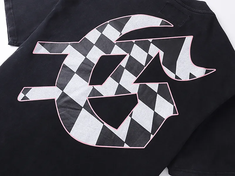1036# P126 Washed Black Real Shot Godspeed American Fashion Rock Street Retro Washed Distressed Printed Pure Cotton Short Sleeves Fabric: 250g 32 Count Fine Cotton Double Yarn Pure Cotton Color: Washed Black Size: S M L XL