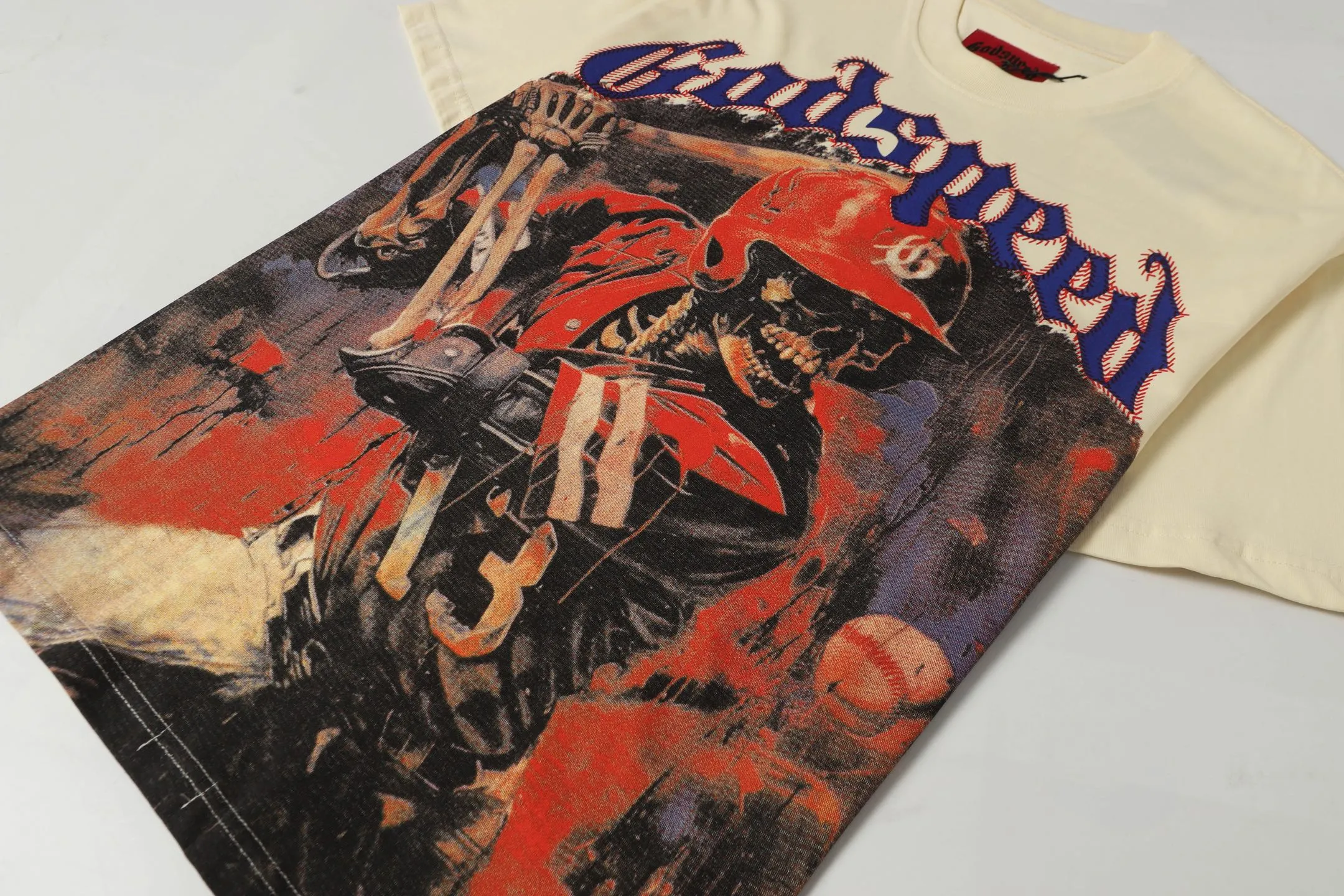 5068#apricot｜P104 Godspeed cross-border American rock and roll street washed retro style short-sleeved T (craft printing) fabric (fabric) 32 counts combed double yarn 240 grams weight code number (size): S-M-L-XL color (colour): apricot 👉