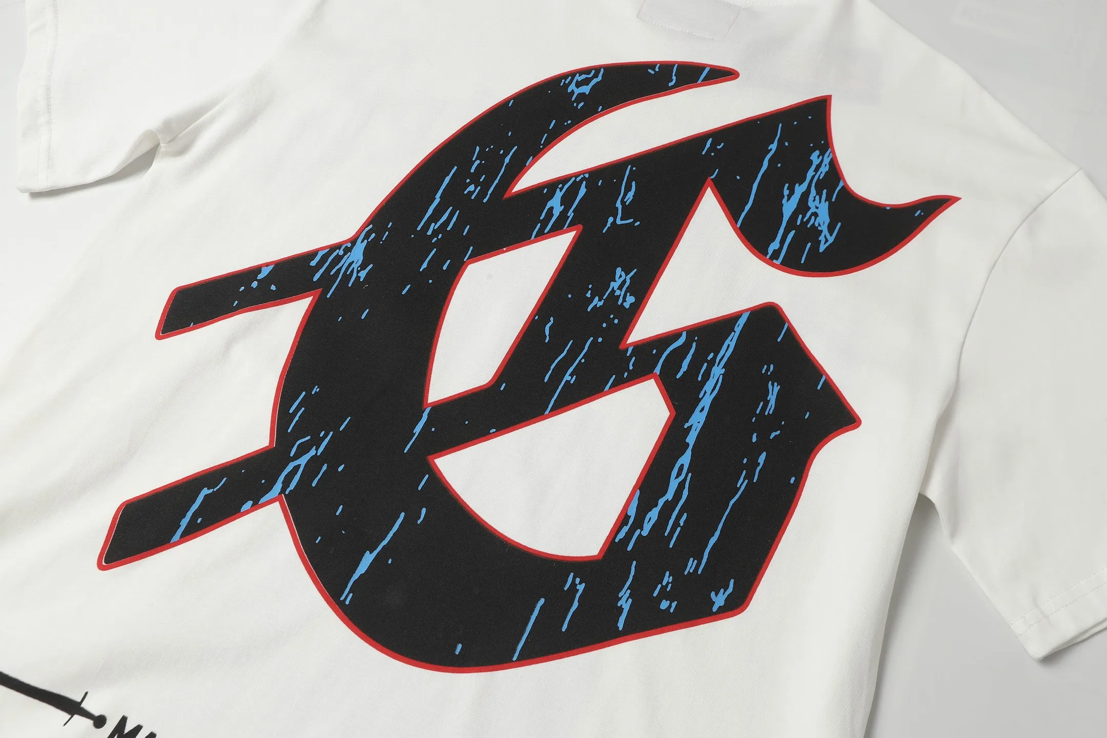 52💰5021# White I Additional color: White Godspeed cross-border American rock and roll street washed retro style short-sleeved T (craft print) Fabric (fabric): 32-count combed double yarn 240 grams weight Size (size): S-M-L-XL Color (colour): white, 👉
