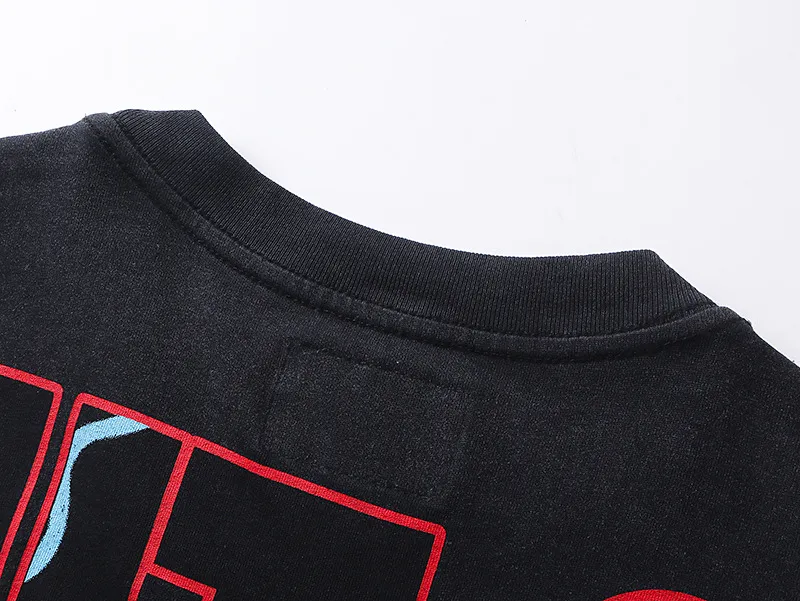 6006% washed black｜P116 Godspeed cross-border American rock and roll street washed retro style short-sleeved T (craft printing) fabric (fabric): 32-count combed double yarn 250g weight size (size): S-M-L-XL color (colour): washed black