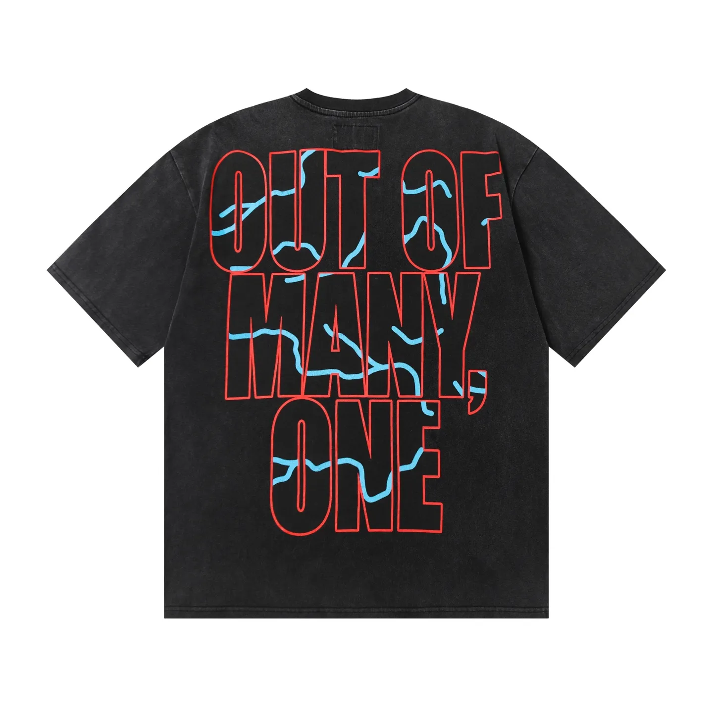 6006% washed black｜P116 Godspeed cross-border American rock and roll street washed retro style short-sleeved T (craft printing) fabric (fabric): 32-count combed double yarn 250g weight size (size): S-M-L-XL color (colour): washed black