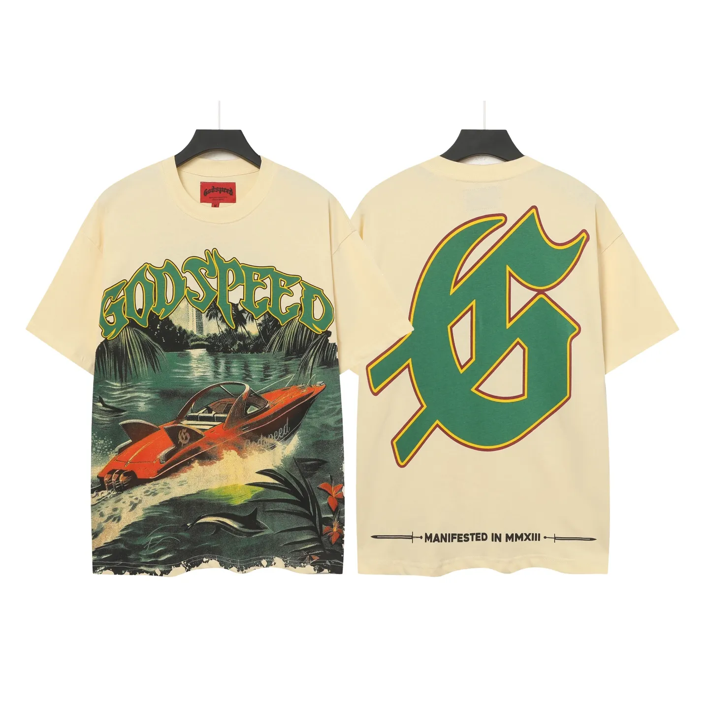 5047#Apricot｜P104 Godspeed cross-border American rock and roll street washed retro style short-sleeved T (craft printing) fabric (fabric) 32-count combed double yarn 240 grams weight code number (size): S-M-L-XL color (colour): apricot