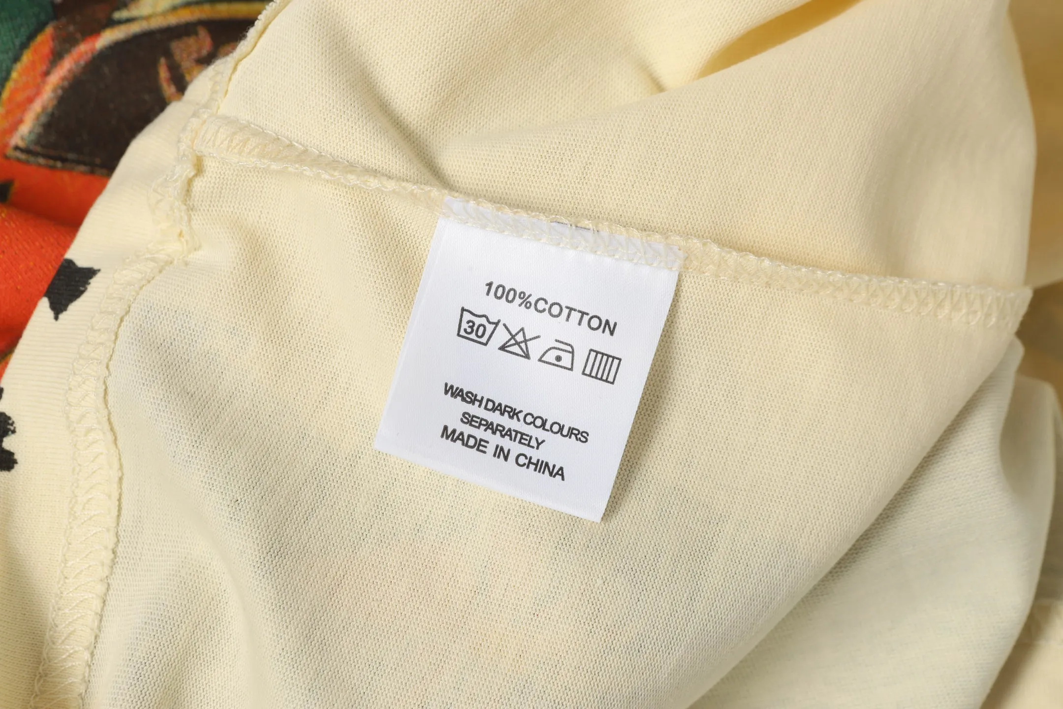 5047#Apricot｜P104 Godspeed cross-border American rock and roll street washed retro style short-sleeved T (craft printing) fabric (fabric) 32-count combed double yarn 240 grams weight code number (size): S-M-L-XL color (colour): apricot