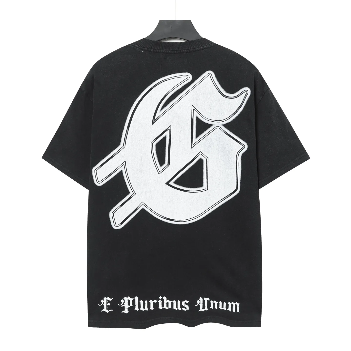 6059#washed black｜P116 Godspeed cross-border American rock and roll street washed retro style short-sleeved T (craft printing) fabric (fabric): 32 count combed double yarn 250g weight code number (size): S-M-L-XL color (colour): washed black