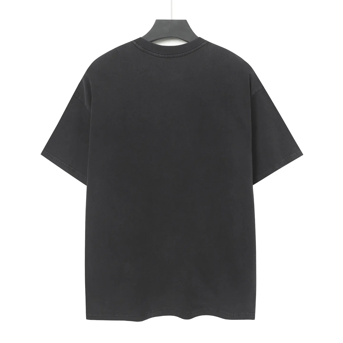 6027#washed black｜P116 Godspeed cross-border American rock and roll street washed retro style short-sleeved T (craft printing) fabric (fabric): 32 count combed double yarn 250g weight size (size): S-M-L-XL color (colour): washed black 👉
