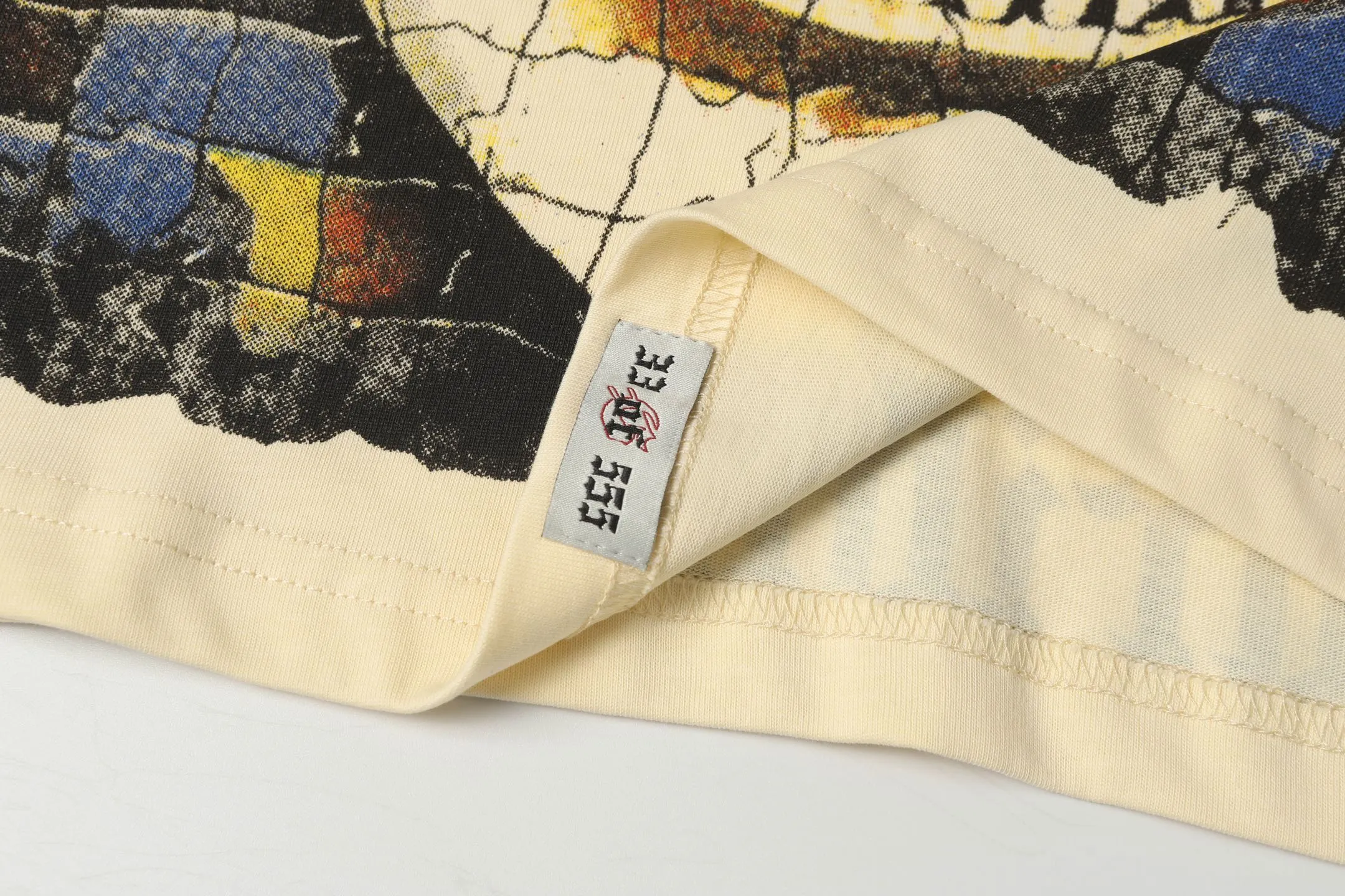 5009#Apricot｜P104 Godspeed cross-border American rock and roll street washed retro style short-sleeved T (craft printing) fabric (fabric) 32 count combed double yarn 240 grams weight code number (size): S-M-L-XL color (colour): apricot