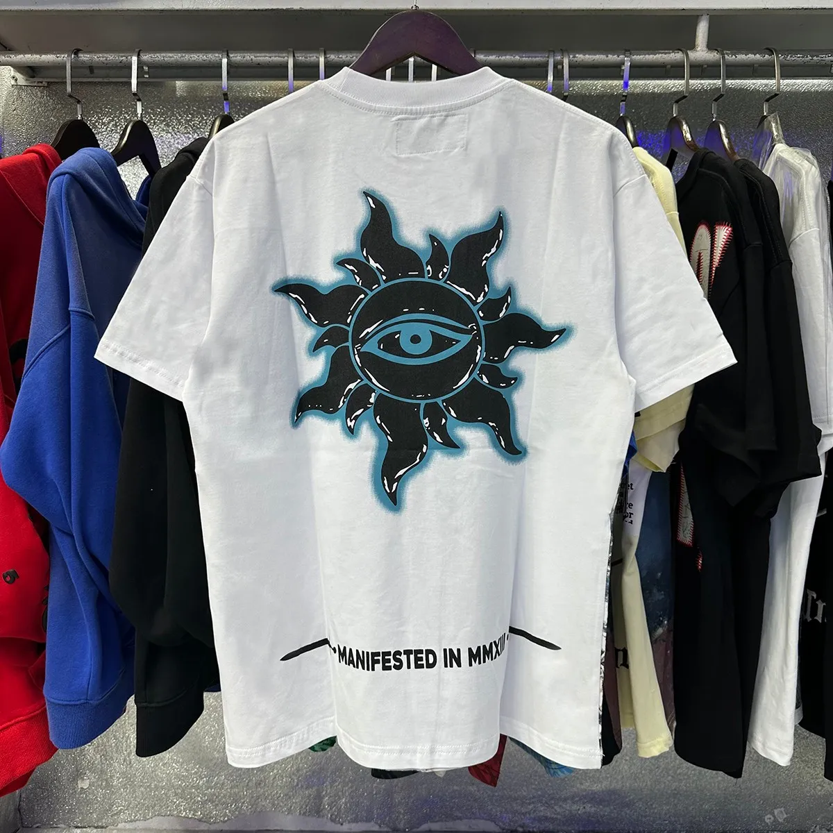 Actual photo, No. 7052, Mechao Godspeed Skeleton Marines printed high weight double yarn pure cotton casual short-sleeved T-shirt batch 110 Color: black, white; Size: S M L XL