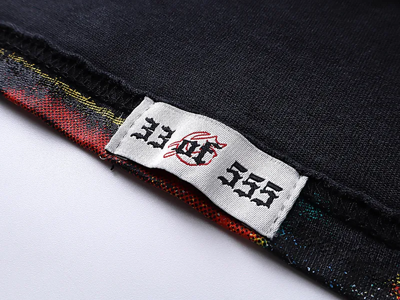 1013# P126 Washed Black Real Shot Godspeed American Fashion Rock Street Retro Washed Distressed Printed Pure Cotton Short Sleeves Fabric: 250g 32 Count Fine Cotton Double Yarn Pure Cotton Color: Washed Black Size: S M L XL