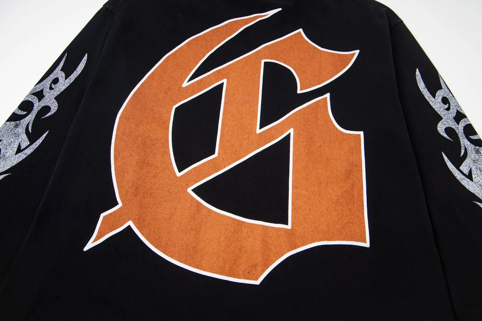 G46# GodSpeed ​​white ink direct spray washed long sleeve S-XL size black (washed) P156 blue (washed) P156