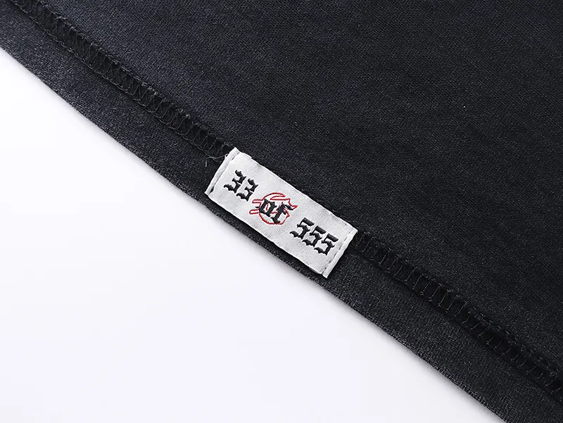 1057# P126 Washed model Real shot Godspeed American fashion rock street retro washed distressed printed cotton short-sleeved fabric: 250g 32 count fine cotton double yarn pure cotton Color: washed black washed blue code number: S M L XL