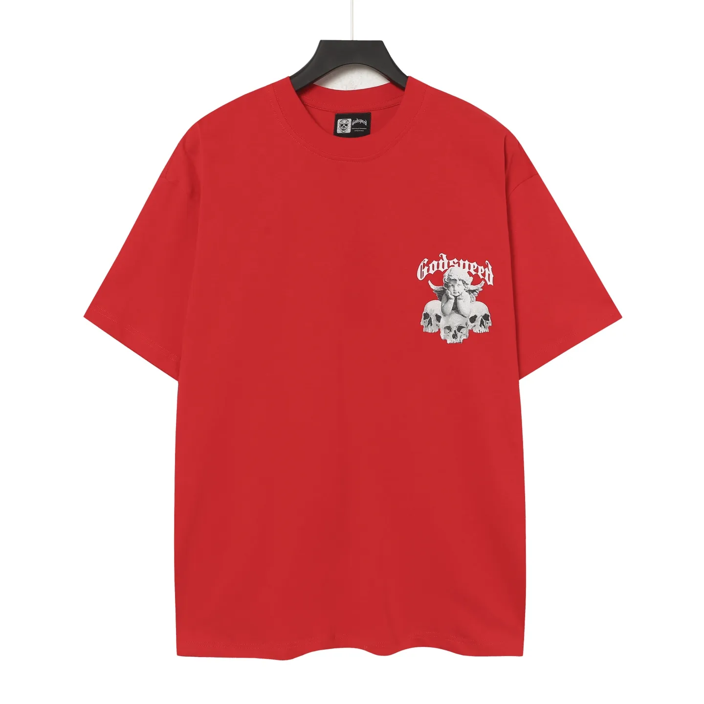 52💰5092#China Red/Klein Blue I Godspeed cross-border American rock and roll street wash retro style short-sleeved T (craft printing) fabric (fabric): 32 count combed double yarn 240 grams weight code (size): S-M-L-XL color (colour): Chinese red/Klein blue