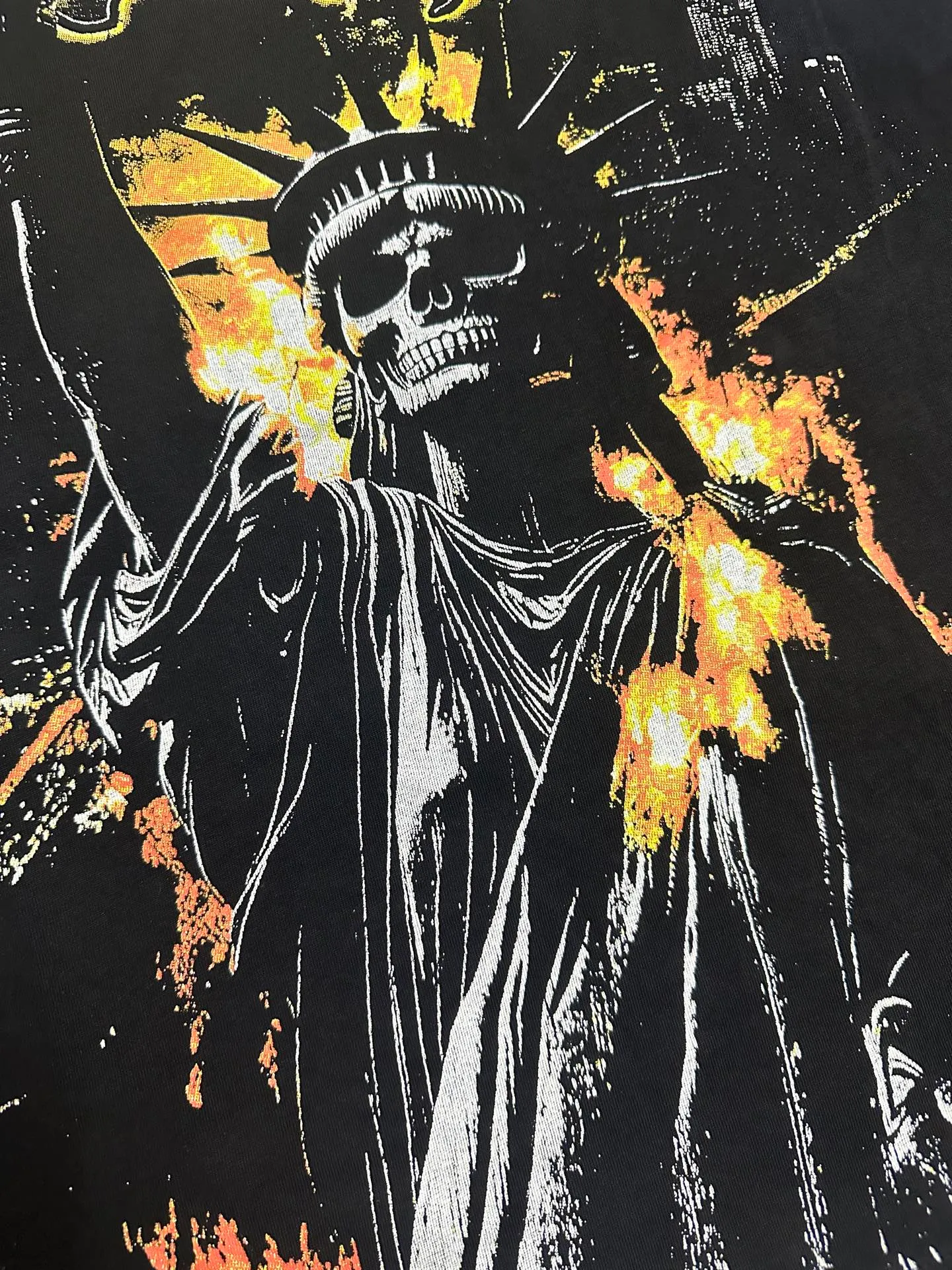 6126# Washed black I P116 Real stock (American fashion niche) - New Godspeed cross-border American rock street washed retro style short-sleeved T (craft printing) Fabric (fabric): 32 counts combed double yarn 250 grams weight Size (size): S-M-L-XL Color (colour): Washed black