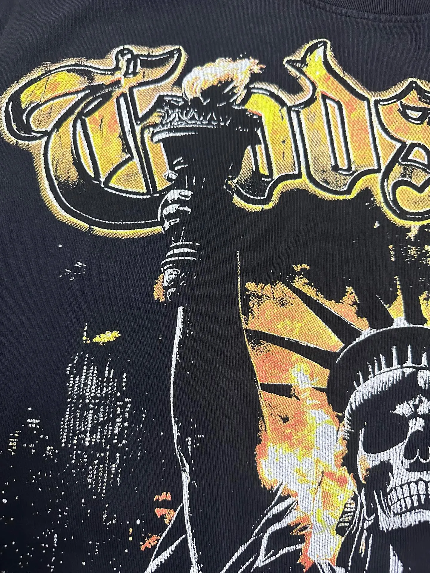6126# Washed black I P116 Real stock (American fashion niche) - New Godspeed cross-border American rock street washed retro style short-sleeved T (craft printing) Fabric (fabric): 32 counts combed double yarn 250 grams weight Size (size): S-M-L-XL Color (colour): Washed black