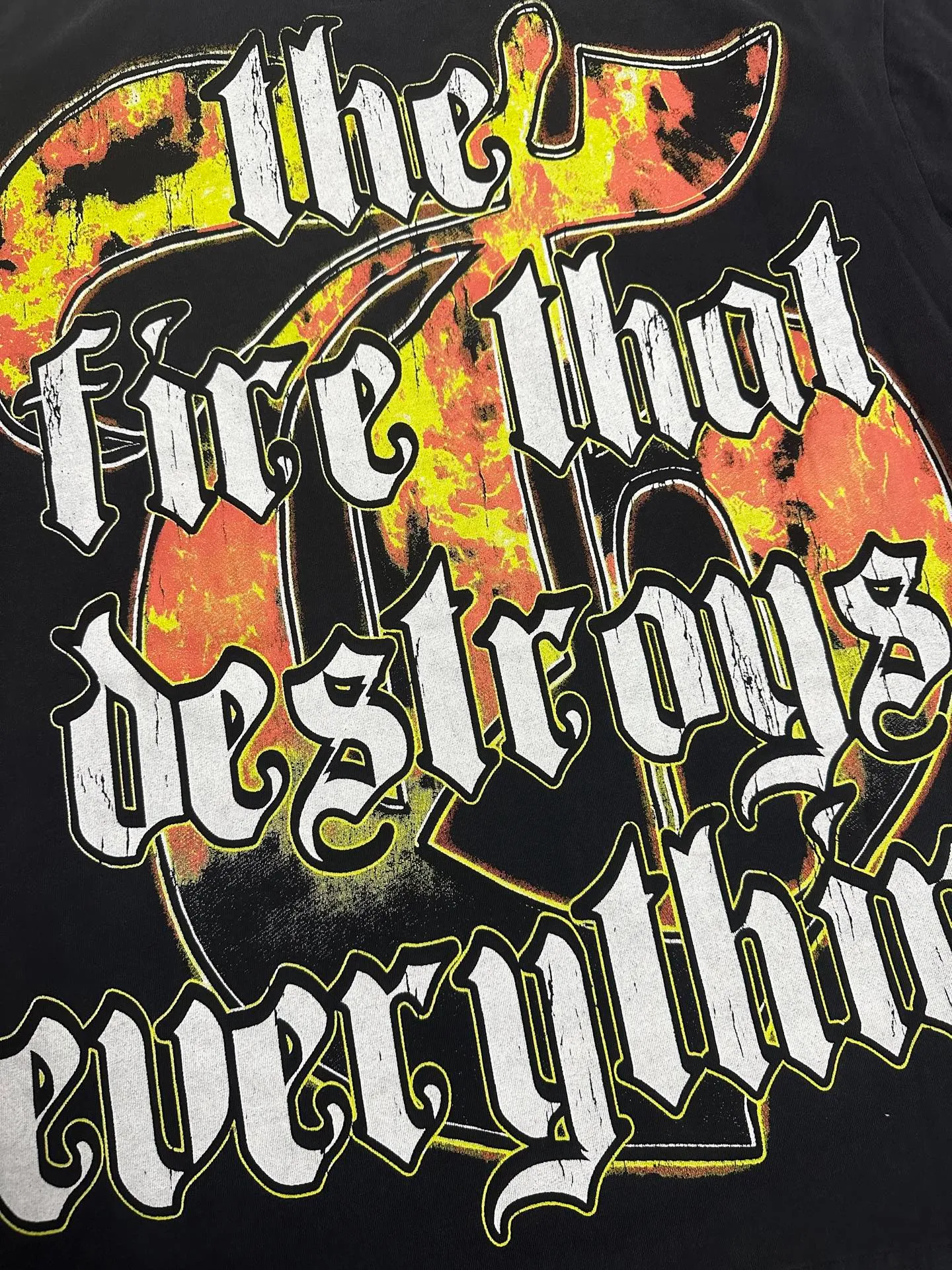 6126# Washed black I P116 Real stock (American fashion niche) - New Godspeed cross-border American rock street washed retro style short-sleeved T (craft printing) Fabric (fabric): 32 counts combed double yarn 250 grams weight Size (size): S-M-L-XL Color (colour): Washed black