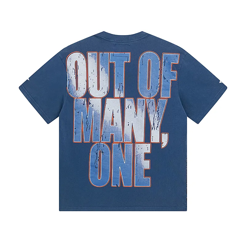 1010# P126 Washed model Real shot Godspeed American fashion rock street retro washed distressed printed cotton short sleeves Fabric: 250g 32 count fine cotton double yarn pure cotton Color: washed black washed blue Code number: S M L XL