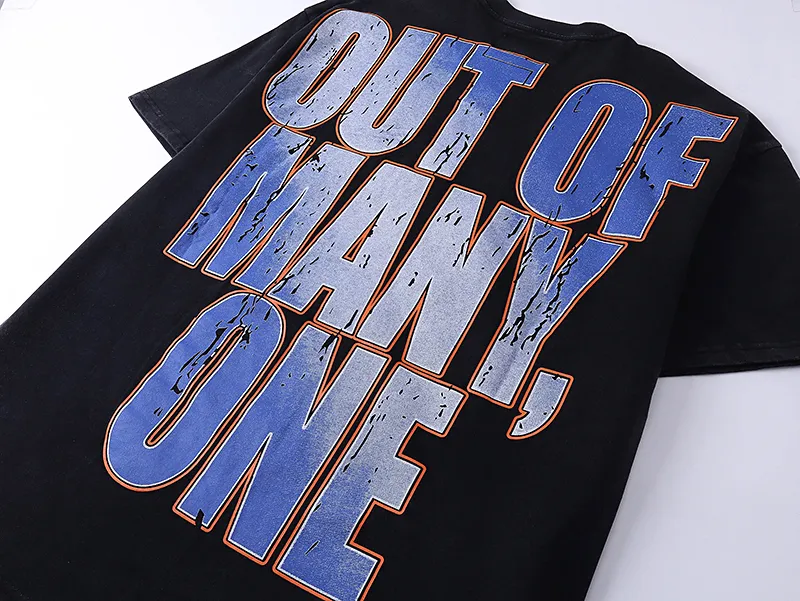 1010# P126 Washed model Real shot Godspeed American fashion rock street retro washed distressed printed cotton short sleeves Fabric: 250g 32 count fine cotton double yarn pure cotton Color: washed black washed blue Code number: S M L XL