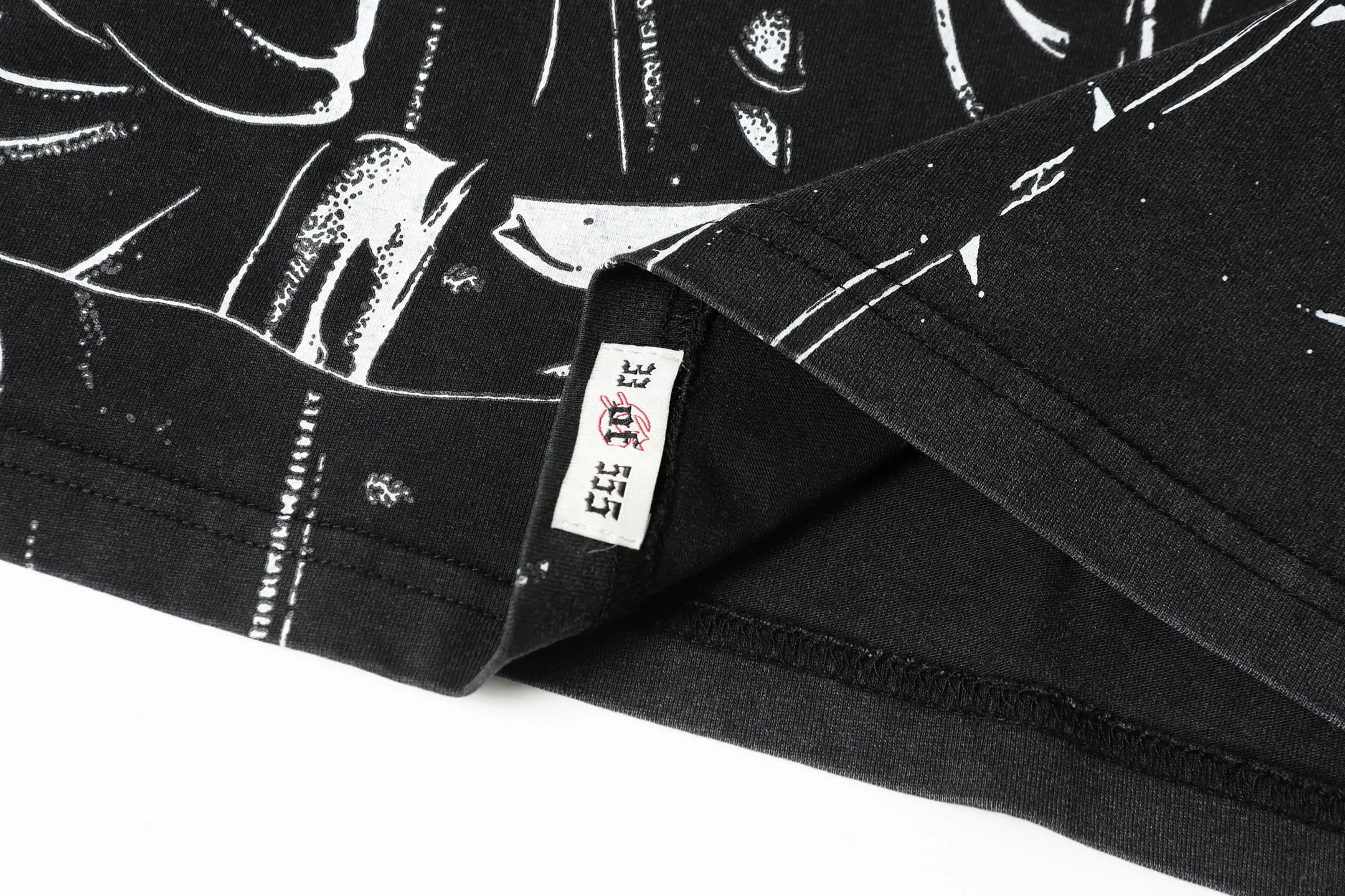 6055#washed black｜P116 Godspeed cross-border American rock and roll street washed retro style short-sleeved T (craft printing) fabric (fabric): 32 count combed double yarn 250g weight code number (size): S-M-L-XL color (colour): washed black