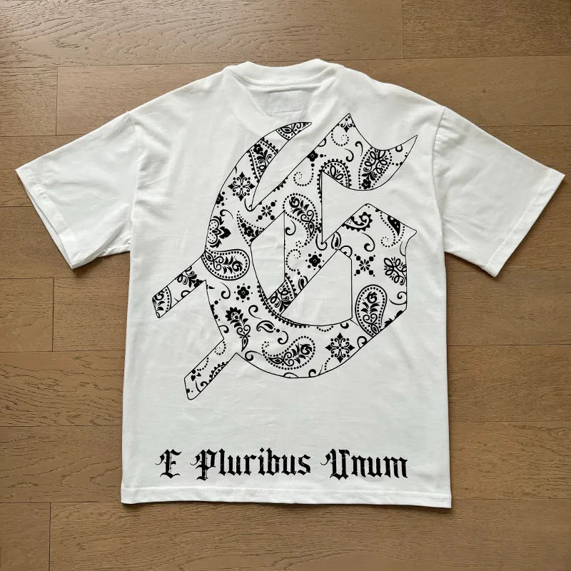 3029# P110 Real shot Godspeed American fashion rock street retro loose printed cotton short sleeves Fabric: 240g 32 count fine cotton double yarn pure cotton Color: off-white Size: S M L XL