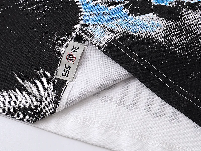 3029# P110 Real shot Godspeed American fashion rock street retro loose printed cotton short sleeves Fabric: 240g 32 count fine cotton double yarn pure cotton Color: off-white Size: S M L XL
