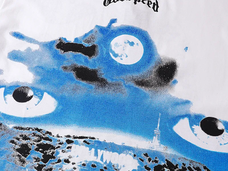 3029# P110 Real shot Godspeed American fashion rock street retro loose printed cotton short sleeves Fabric: 240g 32 count fine cotton double yarn pure cotton Color: off-white Size: S M L XL