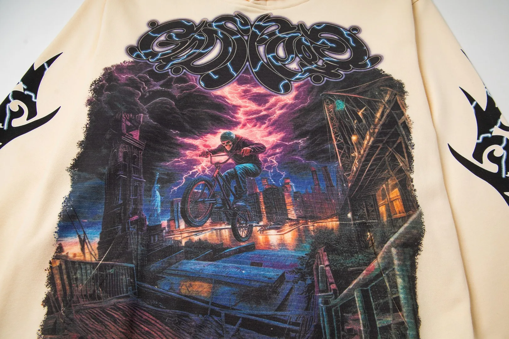 G51# GodSpeed ​​white ink direct spray sweatshirt Size S-XL Purple (washed) P236 Apricot P226