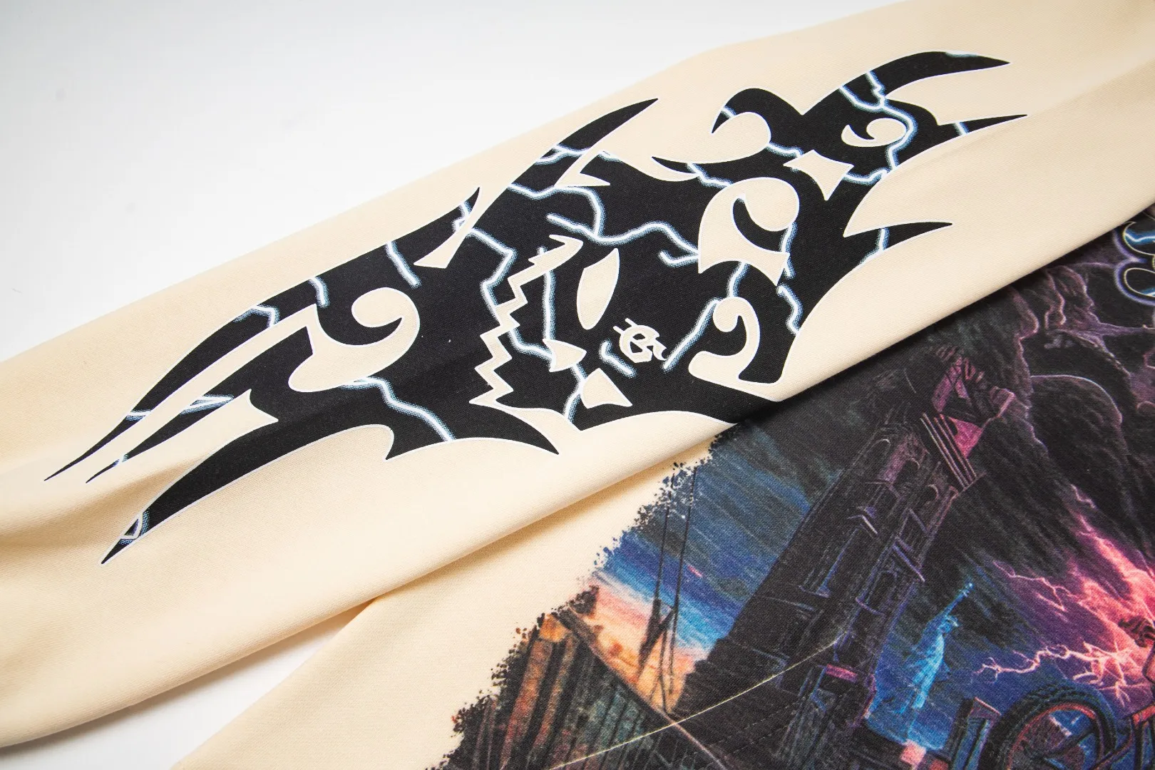 G51# GodSpeed ​​white ink direct spray sweatshirt Size S-XL Purple (washed) P236 Apricot P226