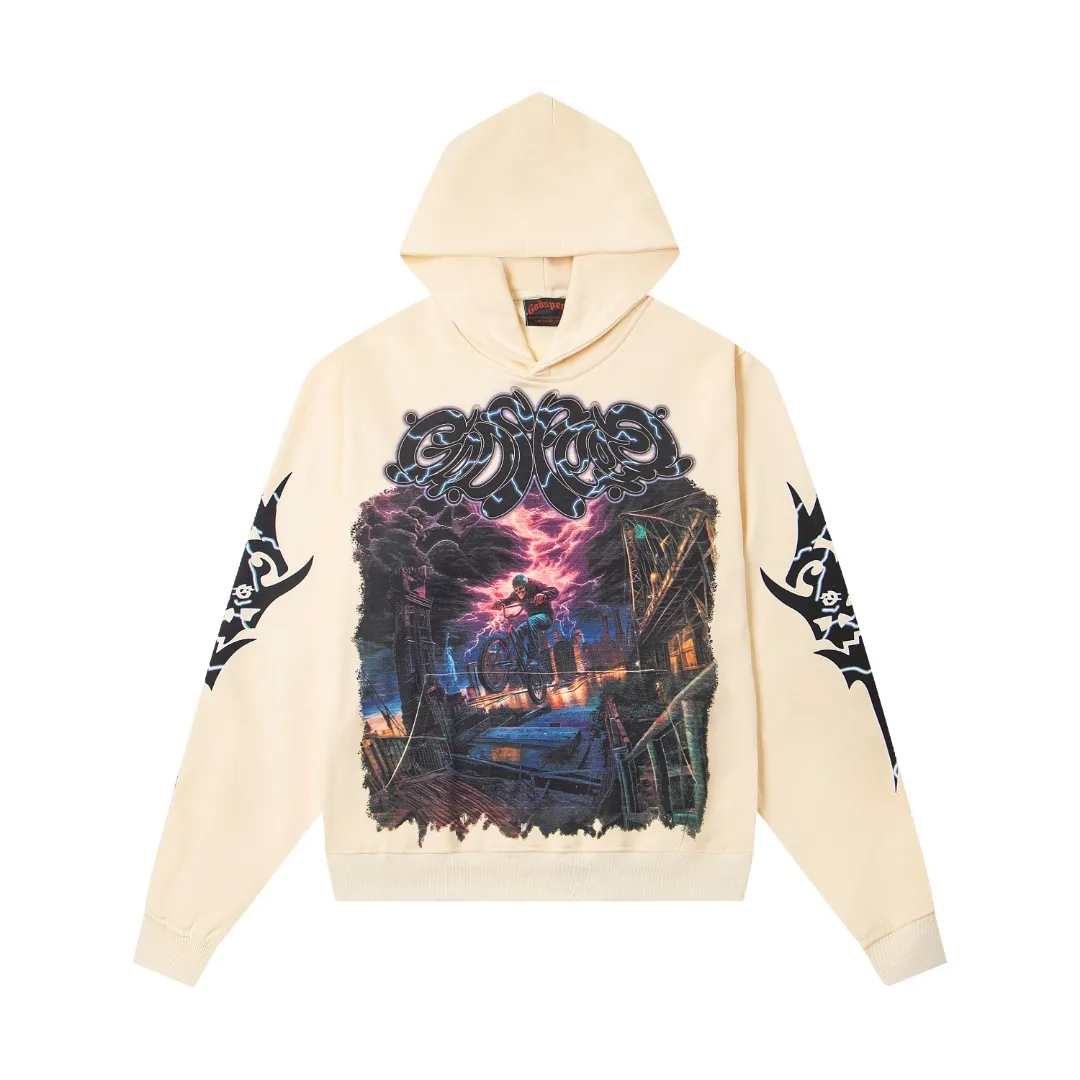 G51# GodSpeed ​​white ink direct spray sweatshirt Size S-XL Purple (washed) P236 Apricot P226