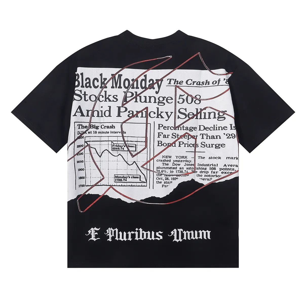 No. 7037, Mechao Godspeed newspaper reading skull print high weight double yarn pure cotton casual short-sleeved T-shirt batch 110 Color: black, apricot, bright red; Size: S M L XL