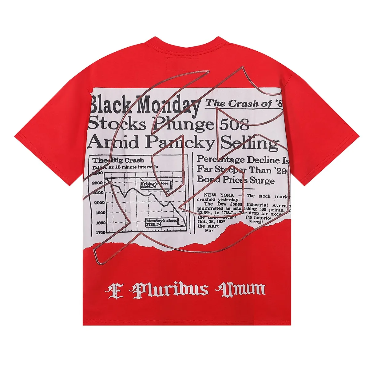 No. 7037, Mechao Godspeed newspaper reading skull print high weight double yarn pure cotton casual short-sleeved T-shirt batch 110 Color: black, apricot, bright red; Size: S M L XL