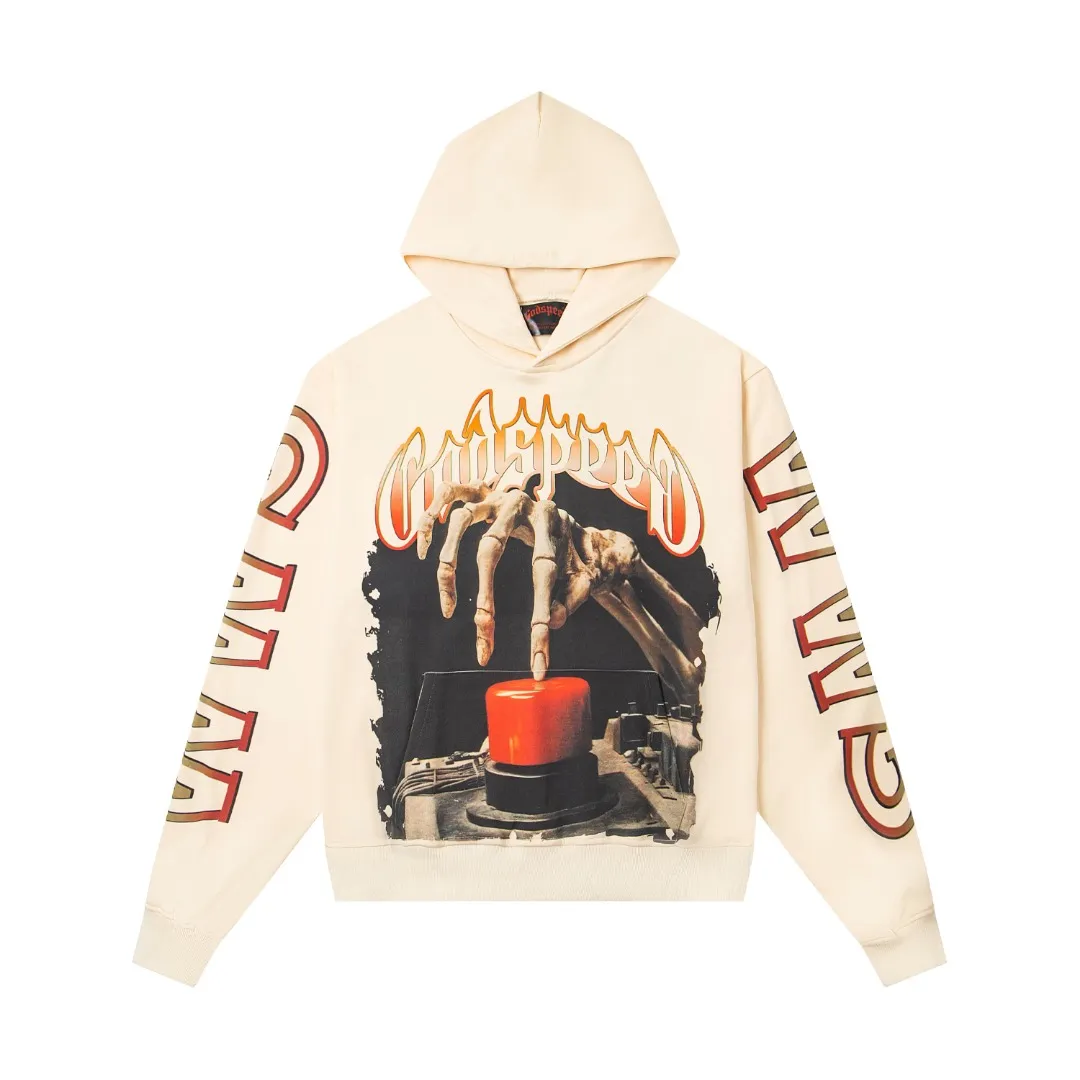 G41# GodSpeed ​​white ink direct spray sweatshirt S-XL washed black P236 apricot P226