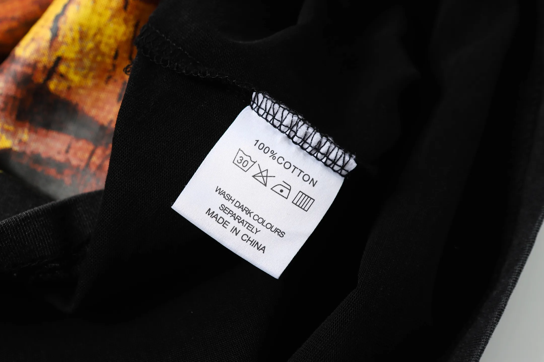 6002# washed black｜P116 Godspeed cross-border American rock and roll street washed retro style short-sleeved T (craft print) fabric (fabric): 32 count combed double yarn 250 grams weight code number (size): S-M-L-XL color (colour): washed black