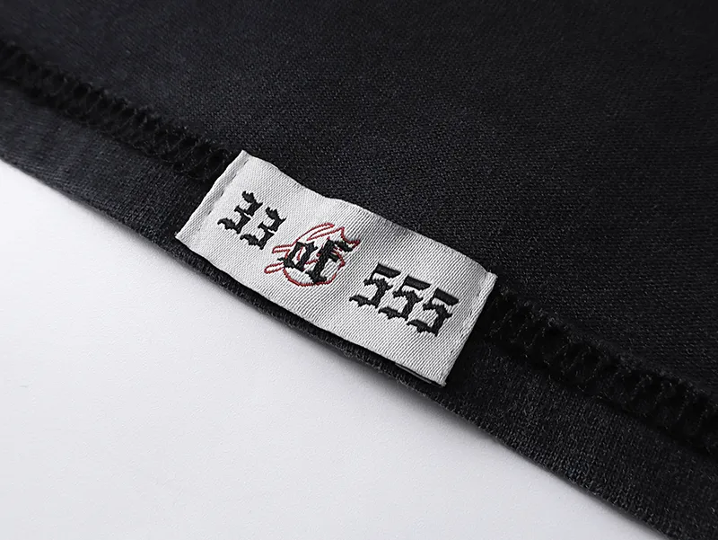 1012# P126 Washed Black Real Shot Godspeed American Fashion Rock Street Retro Washed Distressed Printed Pure Cotton Short Sleeves Fabric: 250g 32 Count Fine Cotton Double Yarn Pure Cotton Color: Washed Black Size: S M L XL