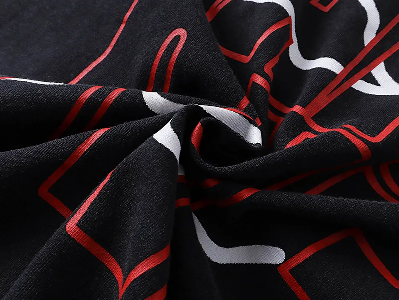 1012# P126 Washed Black Real Shot Godspeed American Fashion Rock Street Retro Washed Distressed Printed Pure Cotton Short Sleeves Fabric: 250g 32 Count Fine Cotton Double Yarn Pure Cotton Color: Washed Black Size: S M L XL