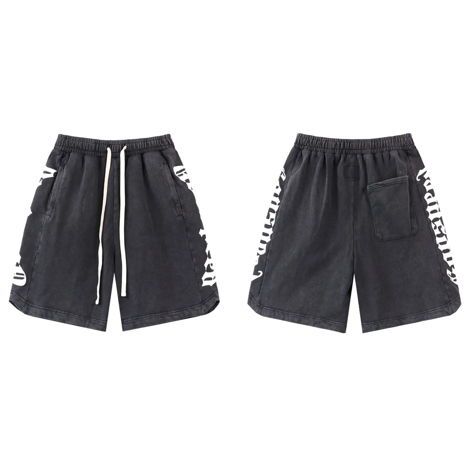💰150 Style number: BR 8779 Fabric: 380g washed, real shot, beautiful and fashionable Godspeed printed high-quality double yarn casual fashion brand washed distressed spliced ​​shorts Color; wash black wash blue wash pink Size: S M L XL