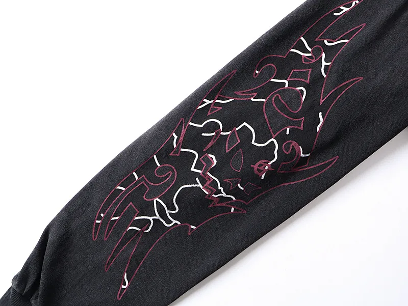 1173# P160 Washed Black Real Shot Godspeed Beauty Street Retro Washed and Distressed Pure Cotton Long T Fabric: 270g 32 Count Fine Cotton Double Yarn Pure Cotton Color: Washed Black Size: S M L XL