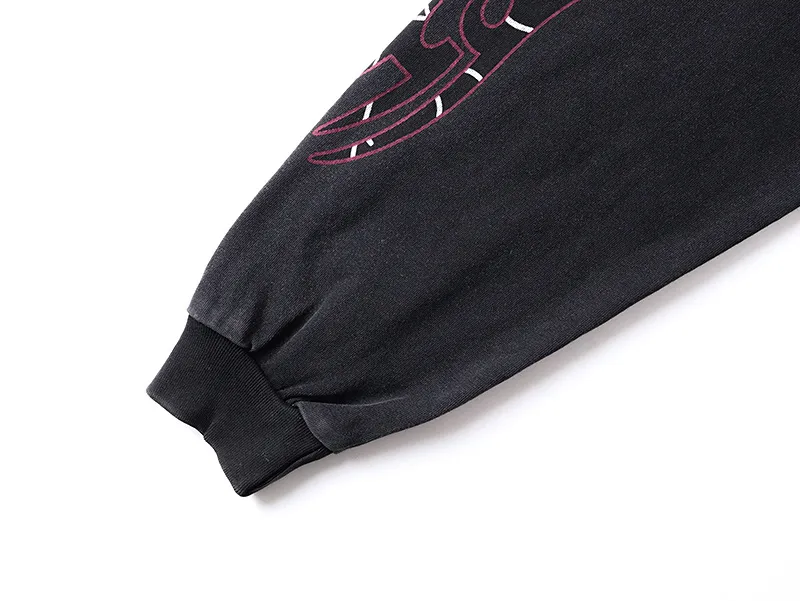 1173# P160 Washed Black Real Shot Godspeed Beauty Street Retro Washed and Distressed Pure Cotton Long T Fabric: 270g 32 Count Fine Cotton Double Yarn Pure Cotton Color: Washed Black Size: S M L XL