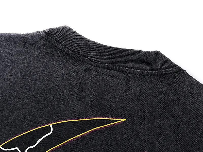 1173# P160 Washed Black Real Shot Godspeed Beauty Street Retro Washed and Distressed Pure Cotton Long T Fabric: 270g 32 Count Fine Cotton Double Yarn Pure Cotton Color: Washed Black Size: S M L XL