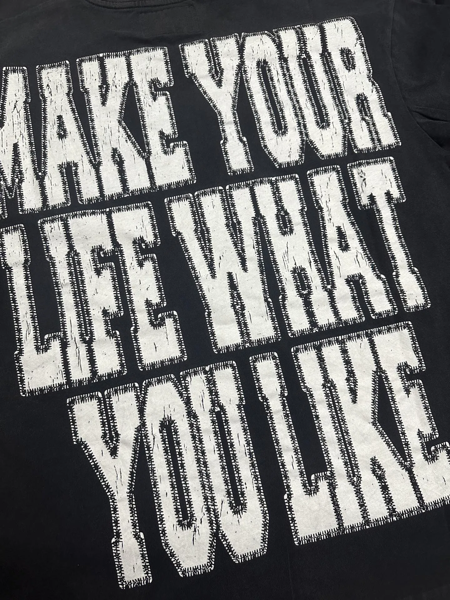 6132# Washed black I P116 Real stock (American fashion niche) - New Godspeed cross-border American rock street washed retro style short-sleeved T (craft printing) Fabric (fabric): 32 counts combed double yarn 250 grams weight Size (size): S-M-L-XL Color (colour): Washed black