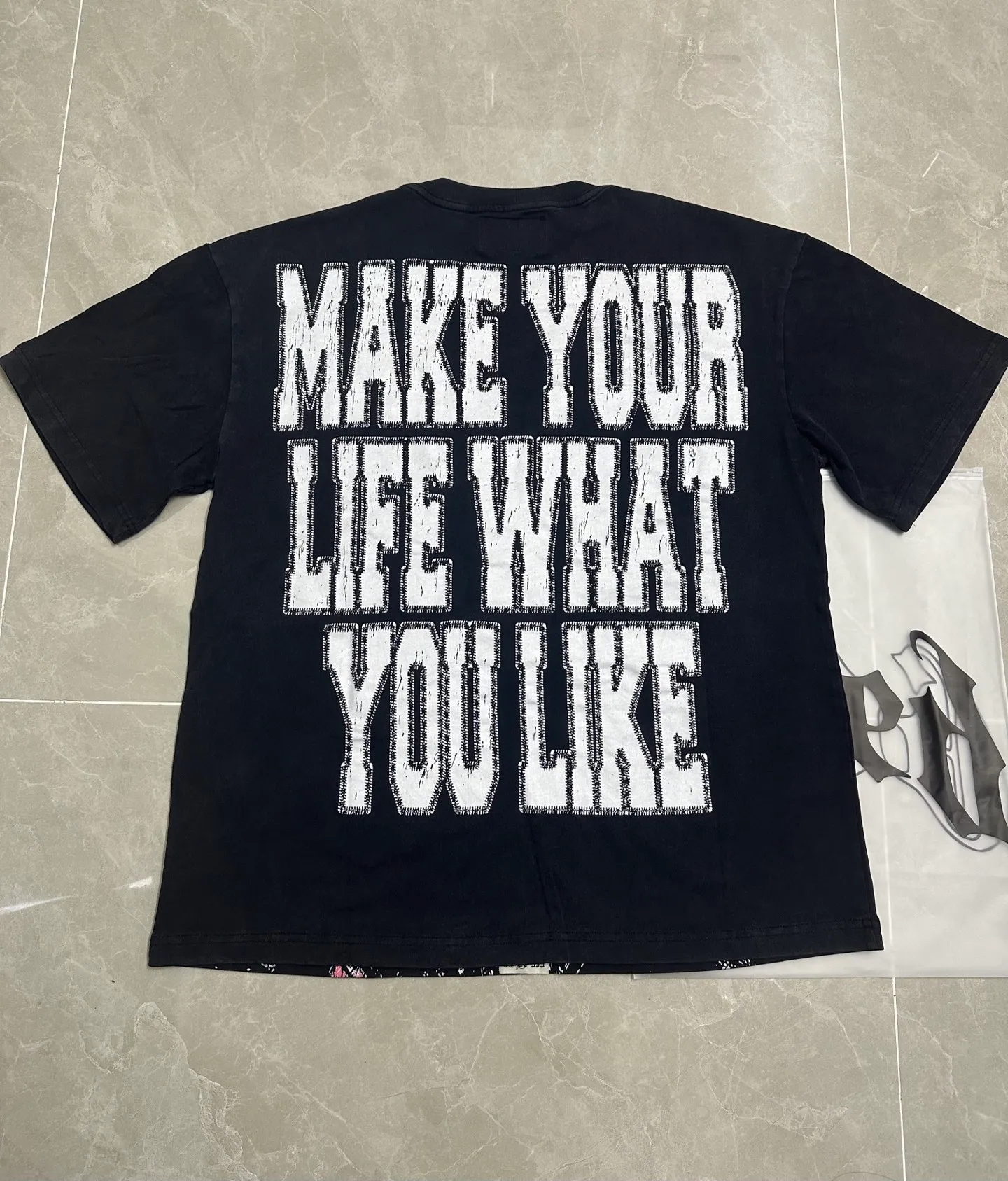 6132# Washed black I P116 Real stock (American fashion niche) - New Godspeed cross-border American rock street washed retro style short-sleeved T (craft printing) Fabric (fabric): 32 counts combed double yarn 250 grams weight Size (size): S-M-L-XL Color (colour): Washed black