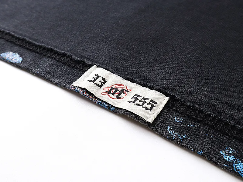 1087# P126 Washed Black Real Shot Godspeed American Fashion Rock Street Retro Washed Distressed Printed Cotton Short Sleeves Fabric: 250g 32 Count Fine Cotton Double Yarn Pure Cotton Color: Washed Black Size: S M L XL