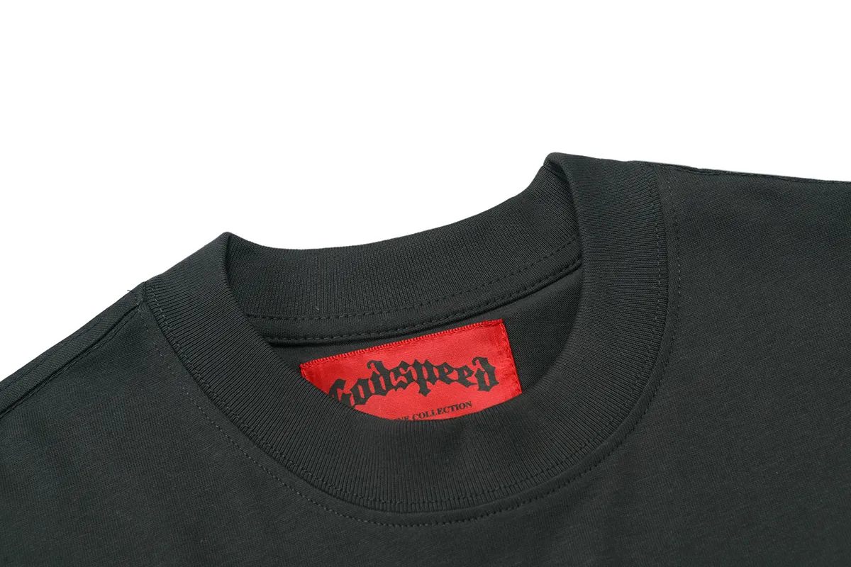 Godspeed high-quality white ink direct-printed short-sleeved P110 printing without glue, very breathable, S-XL loose fit