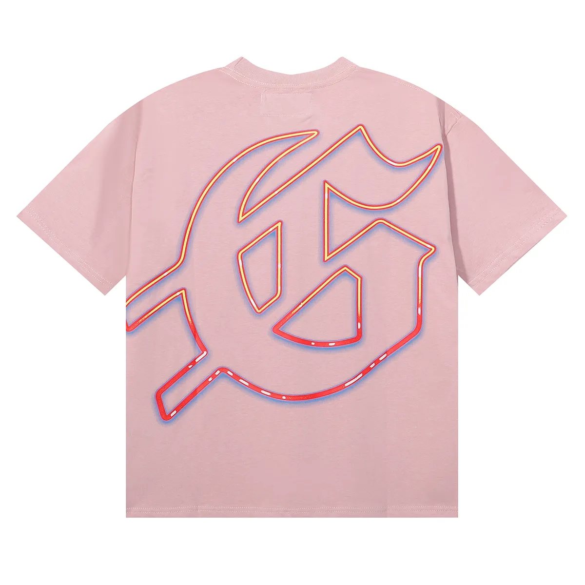 Batch 106, No. 7083, American fashion Godspeed skull racing print high quality double yarn pure cotton casual short-sleeved T-shirt Color: black, white, pink; Size: S M L XL